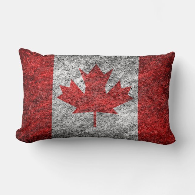 Grunge Canadian Flagga Lumbarkudde (Framsida)