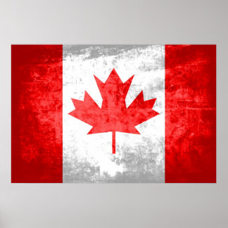 Grunge Canadian Flagga Poster