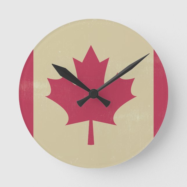 grunge canadian flagga rund klocka (Framsida)