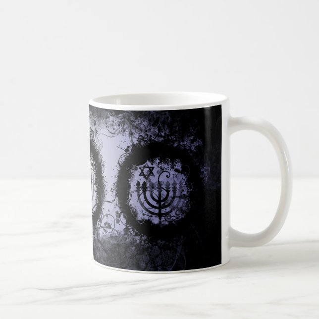 Grunge Chanukah Menorah Kaffemugg (Höger)