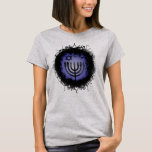 Grunge Chanukah Menorah T-Shirt<br><div class="desc">Grunge-design med menorah och David Star. Vissa digitala målningar som används i detta arbete har tillkommit av Obsidian Dawn: www.obsidiandawn.com.</div>