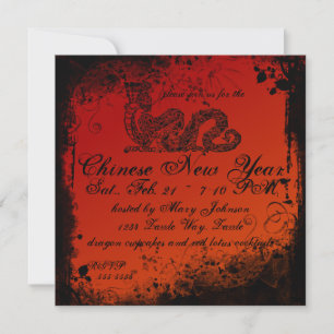 Grunge Chinese New Year Dragon Inbjudningar