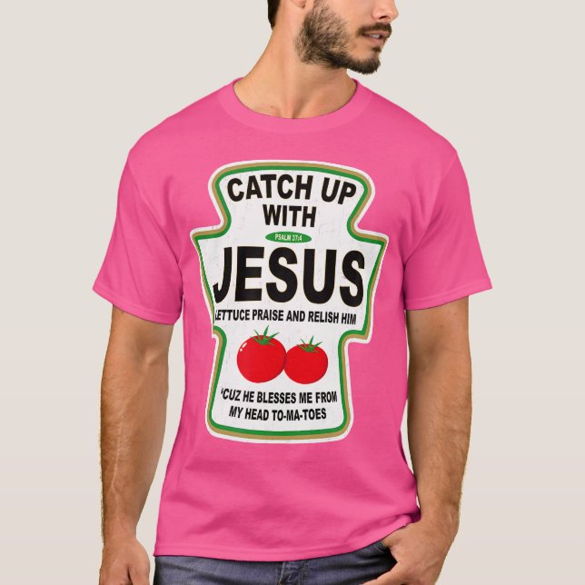 Grunge Christian Catch med Jesus Ketchup T Shirt (Framsida)