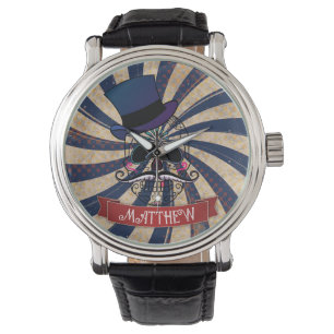 Grunge Cirkus Socker Skalle Ringmaster Personlig Armbandsur