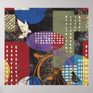 Grunge Cityscape: Sömlös Vintage Struktur Poster