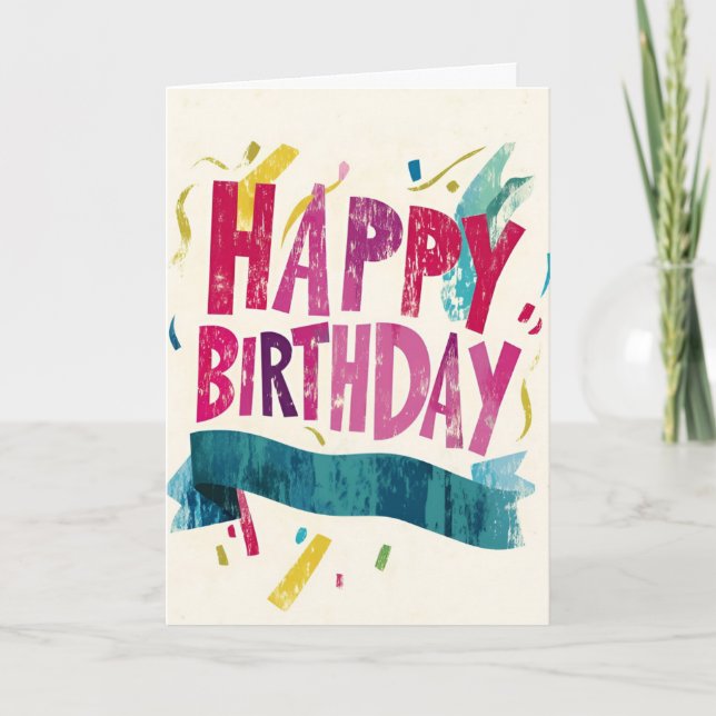 Grunge Confetti Birthday Card Inbjudan (Framsida)