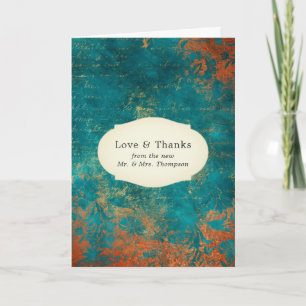 Grunge Copper Patina och Turcos tackkort