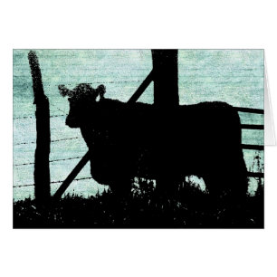 Grunge Cow Silhouette-Tillfällen Hälsningskort