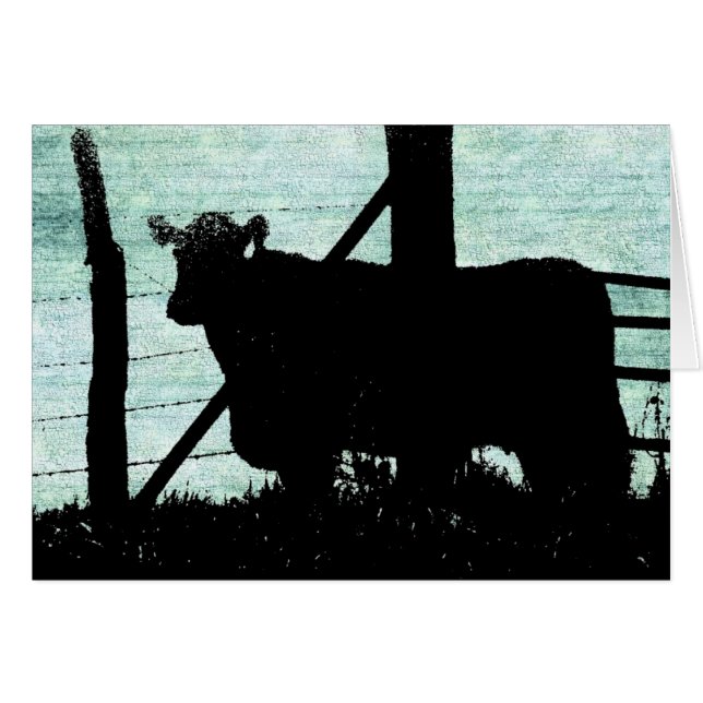 Grunge Cow Silhouette-Tillfällen Hälsningskort (Framsidan Horizontal)