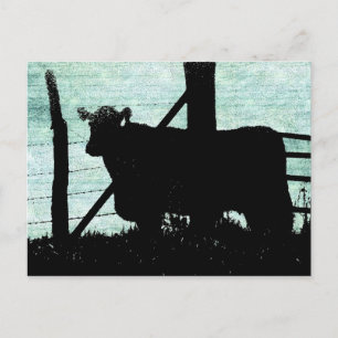 Grunge Cow Silhouette Vykort