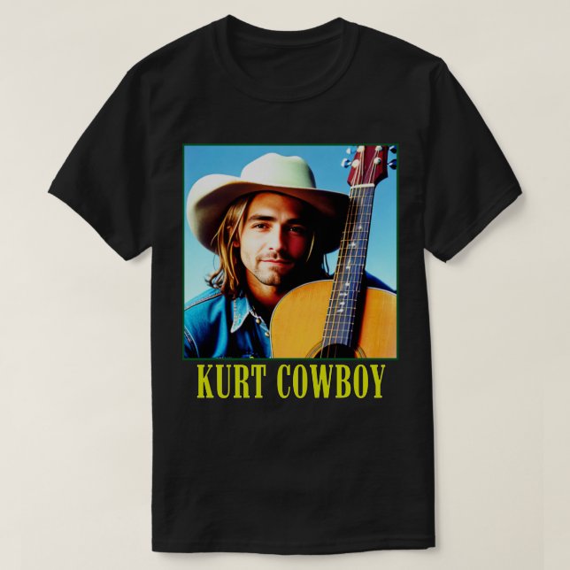Grunge Cowboy Musician with Acoustic Guitar T Shirt (Design framsida)