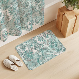 Grunge Damask Aqua Mint Blå Rosa Badrumsmatta