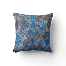 Grunge Damask Koboltblå Rost Orange