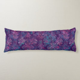 Grunge Damask Purple Violet Hot Pink Turquoise Kroppskudde