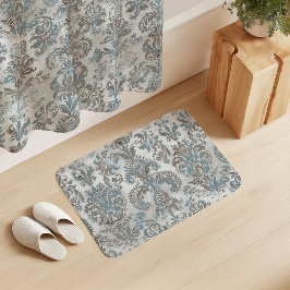 Grunge Damask Taupe Himmelblå Kräm Grå Badrumsmatta