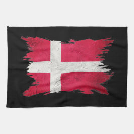 Grunge Danmark flagga, Penseldrag, Danmark flagga Kökshandduk