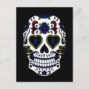 Grunge Day of the dead Blue & Red Vykort