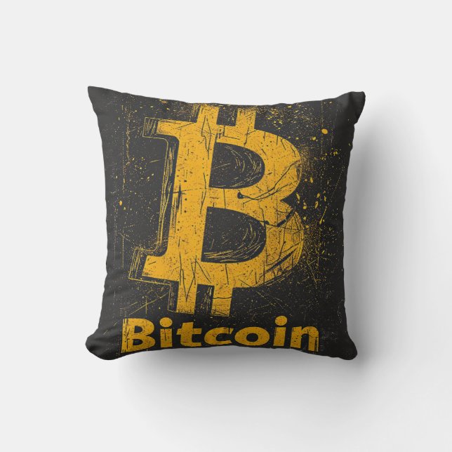Grunge decorative Bitcoin logo blockchain Design Kudde (Framsida)