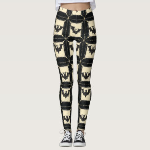 Grunge Denim Halloween Patchwork with Fladdermus Leggings