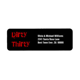 Grunge Dirty Thirty 30års födelsedag Red Black Whi Returadress Etikett