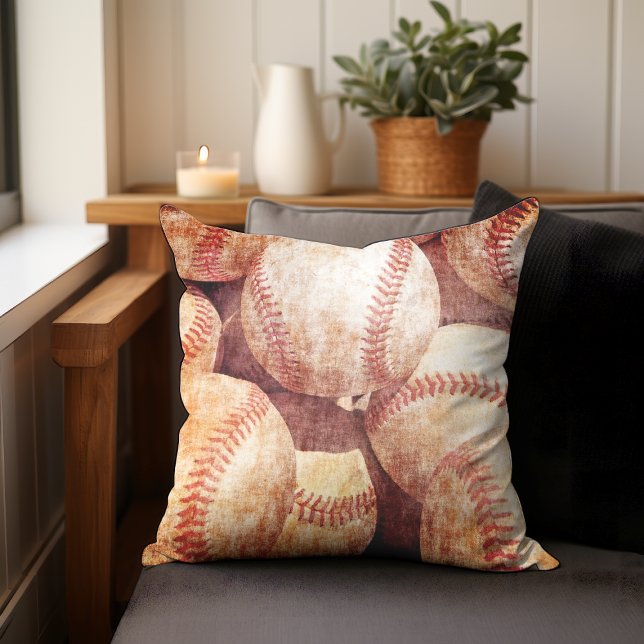 Grunge Dirty Vintage Worn Baseball Sport Bollar Kudde (Skapare uppladdad)