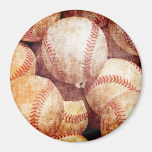 Grunge Dirty Vintage Worn Baseball Sport Bollar Magnet