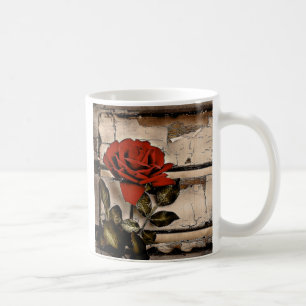 Grunge Distress Barn Wood Rustic Röd ros Kaffemugg