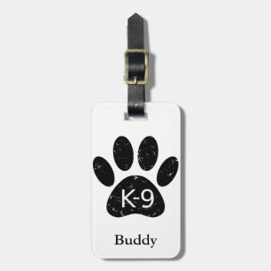 Grunge Distress Hund Tass K-9 Bagagebricka