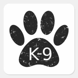 Grunge Distress Hund Tass K-9 Fyrkantigt Klistermärke