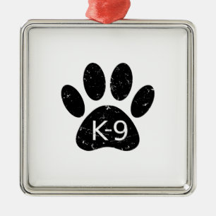 Grunge Distress Hund Tass K-9 Julgransprydnad Metall