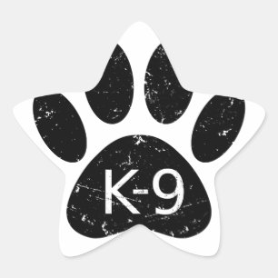Grunge Distress Hund Tass K-9 Stjärnformat Klistermärke