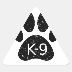 Grunge Distress Hund Tass K-9 Triangelformat Klistermärke