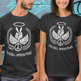 Grunge Distress Peace and Chill Black and White T Shirt