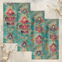 GRUNGE DISTRESSEED DAMASK DECOUPAGE TISSUE PAPER