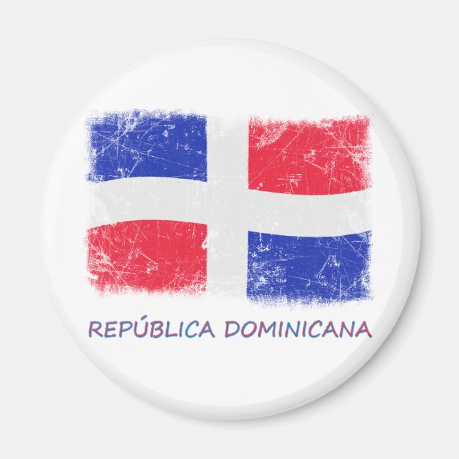 Grunge Dominikanska republiken Flagga Magnet (Framsidan)