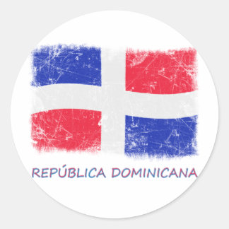 Grunge Dominikanska republiken Flagga Runt Klistermärke
