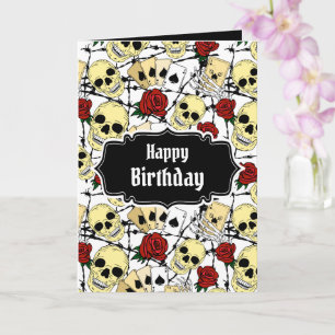 Grunge Döskallar och Ro Goth Birthday Kort