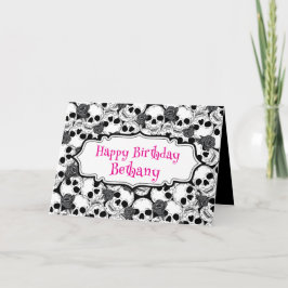 Grunge Döskallar och Ro Goth Birthday Kort