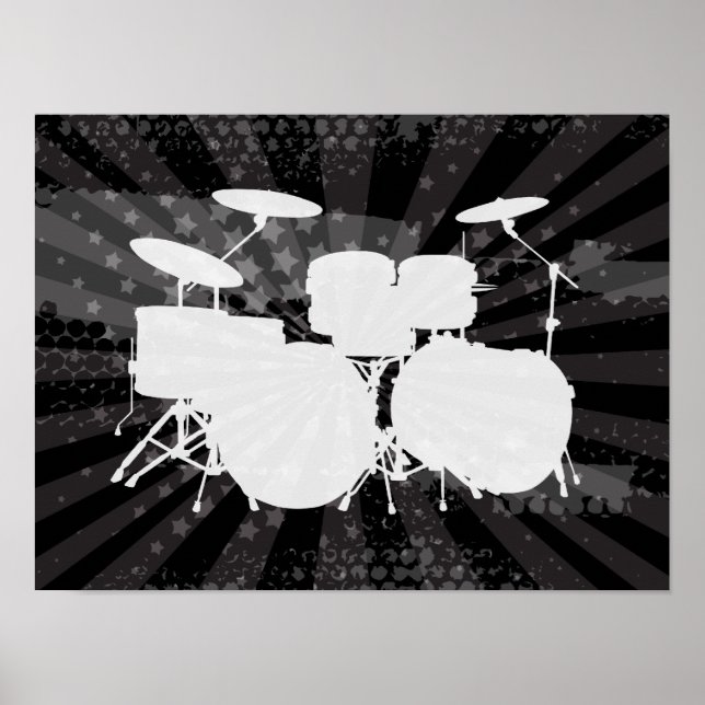 Grunge Drums Black Burst Poster (Framsidan)