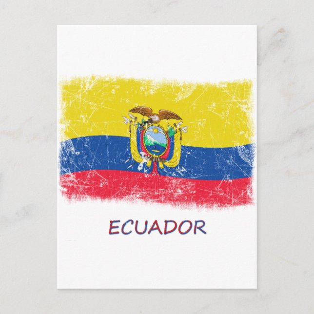 Grunge Ecuador Flagga Vykort (Framsida)