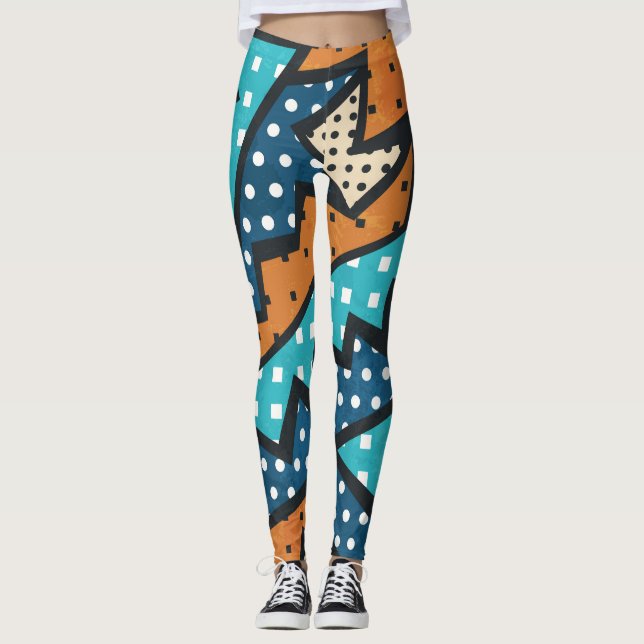 Grunge Effect Vintage Trasa Mönster Leggings (Framsida)