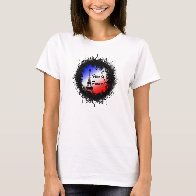 Grunge Eiffel Torn Tee Shirt (Framsida)