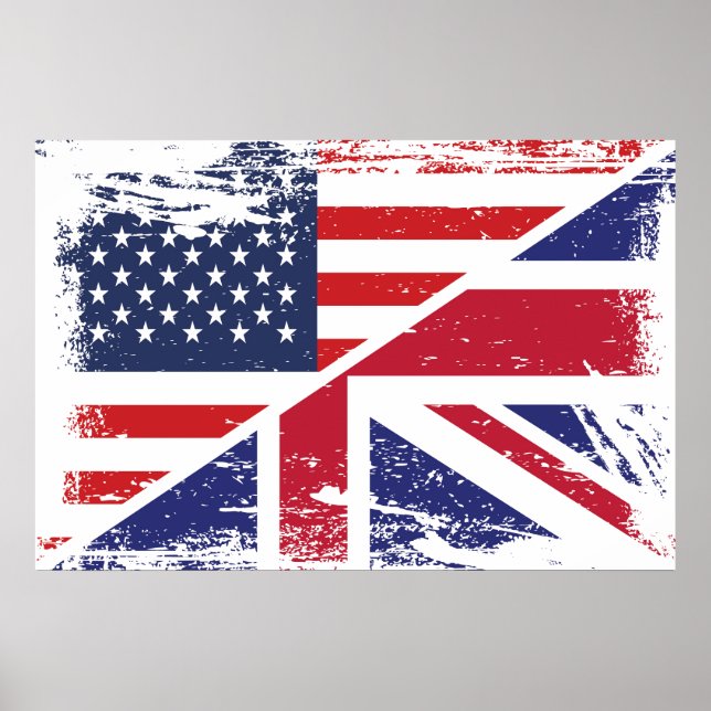Grunge English American Flagga Poster (Framsidan)