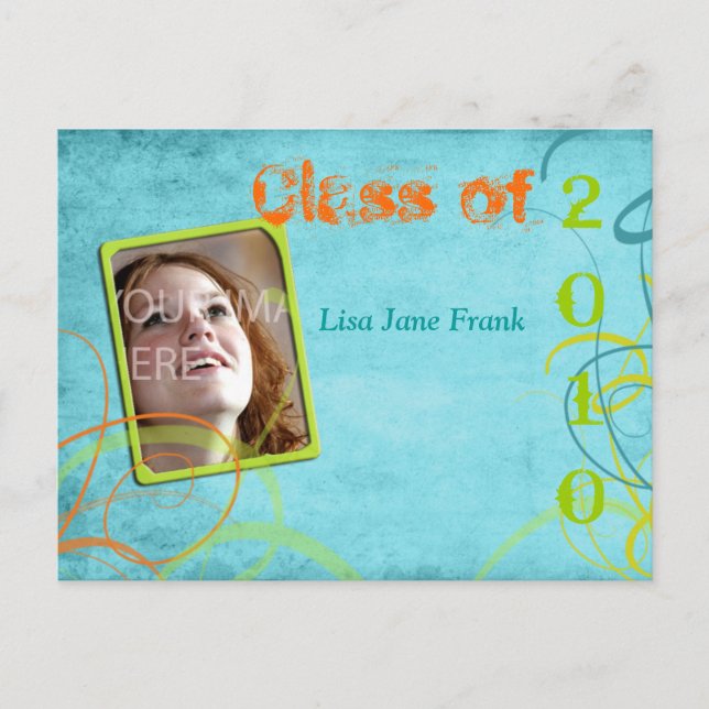 Grunge, examenskort inbjudan vykort (Framsida)