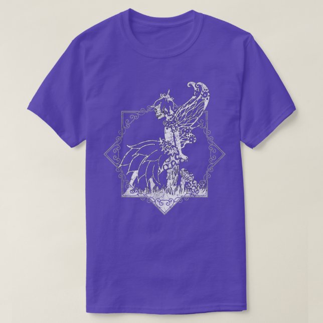 Grunge Fairycore Goth Fairy Skeleton on Mushroom  T Shirt (Design framsida)