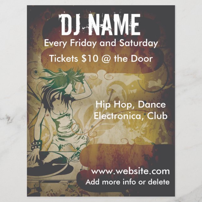 Grunge Female DJ Flyer (Framsidan)