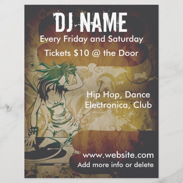 Grunge Female DJ Flyer (Framsidan)