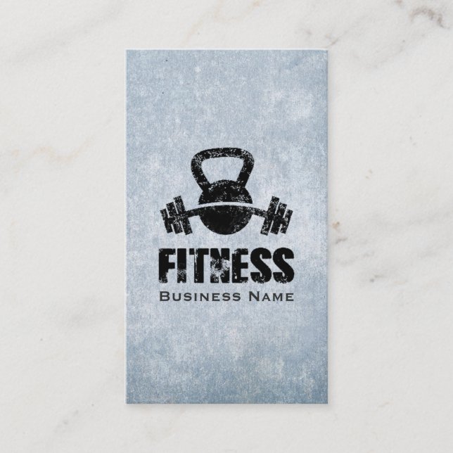 Grunge Fitness Personal Trainer Kettlebell Barbell Visitkort (Framsida)