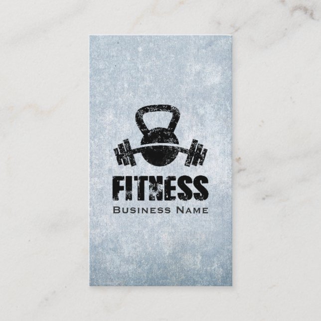 Grunge Fitness Personal Trainer Kettlebell Barbell Visitkort (Framsida)
