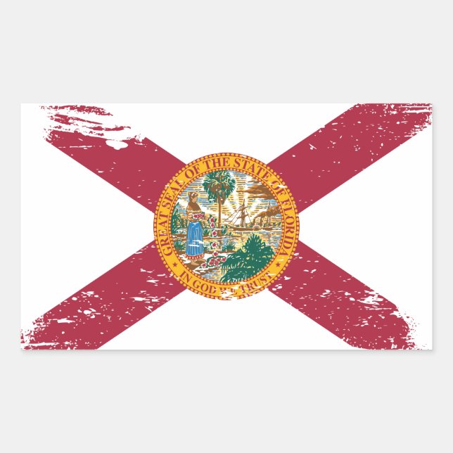 Grunge Florida Flagga Rektangulärt Klistermärke (Framsida)